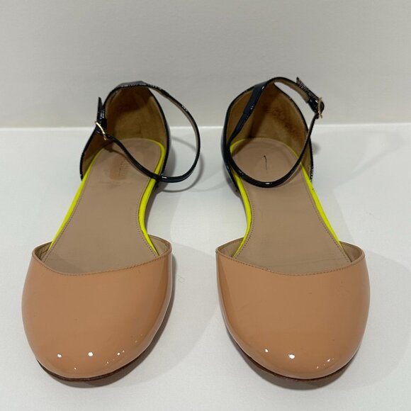 Jcrew Cece Patent Flats Ankle Strap Navy Nude Size 8 - Picture 3 of 10